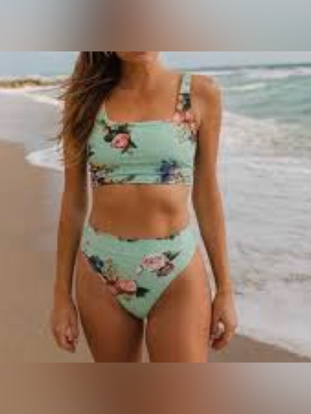 Albion Fit Rose Mint Olivia Swim Crop(M) and High Waisted Bikini (XL) Size M/XL